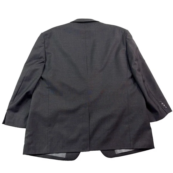 Profilo Uomo 48S 45x29 Charcoal 2pc Pant Suit 100% Wool Pleated Two Button